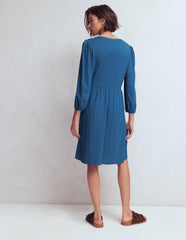 Cathy Notch Neck Jersey Dress-Tourmaline Blue / Boden Discount