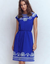 Embroidered Jersey Short Dress-Bright Blue / Boden Online