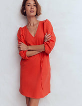 Cary V-Neck Jersey Dress-Blood Orange / Boden Outlet