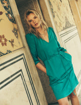 Cary V-Neck Jersey Dress-Deep Teal / Boden