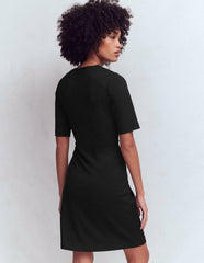 Zinnia Tie Jersey Short Dress-Black / Boden Outlet