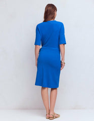 Zinnia Tie Jersey Short Dress-Kingfisher Blue / Boden On sale