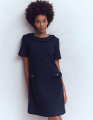 Evita Cotton Shift Dress-Navy / Boden Sale