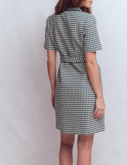 Loren Trim Short Dress-Navy Dogtooth / Boden Online