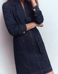 Zip Denim Short Dress-Indigo / Boden Outlet