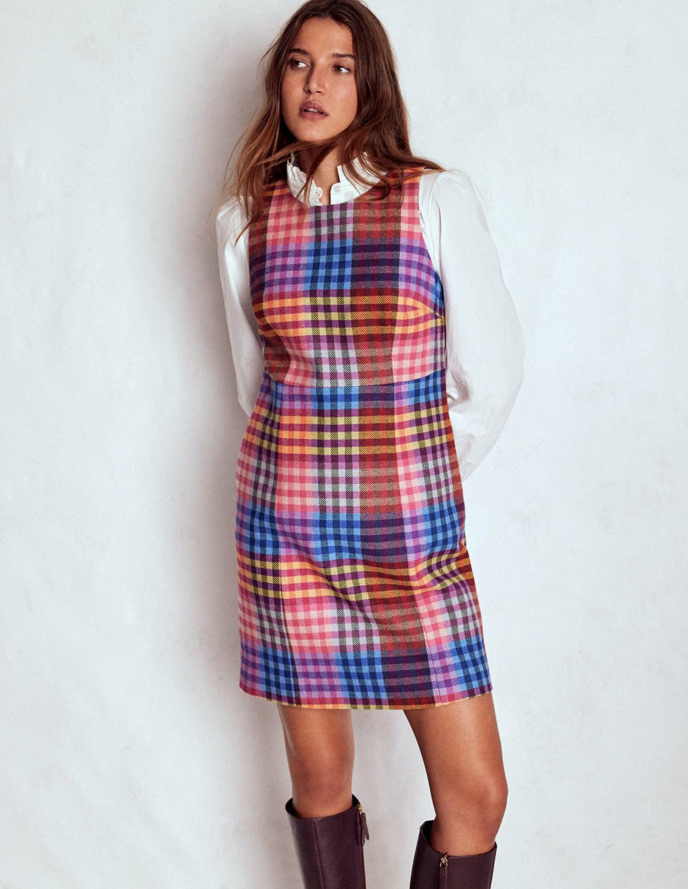 Annie Check Shift Dress-Rainbow Multigingham / Boden On sale