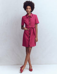 Loren Trim Short Dress-Red & Pink Dogtooth / Boden Discount