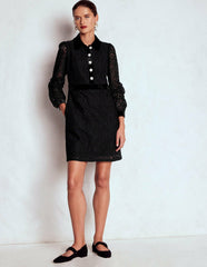 Collar Button Lace Dress-Black / Boden Sale