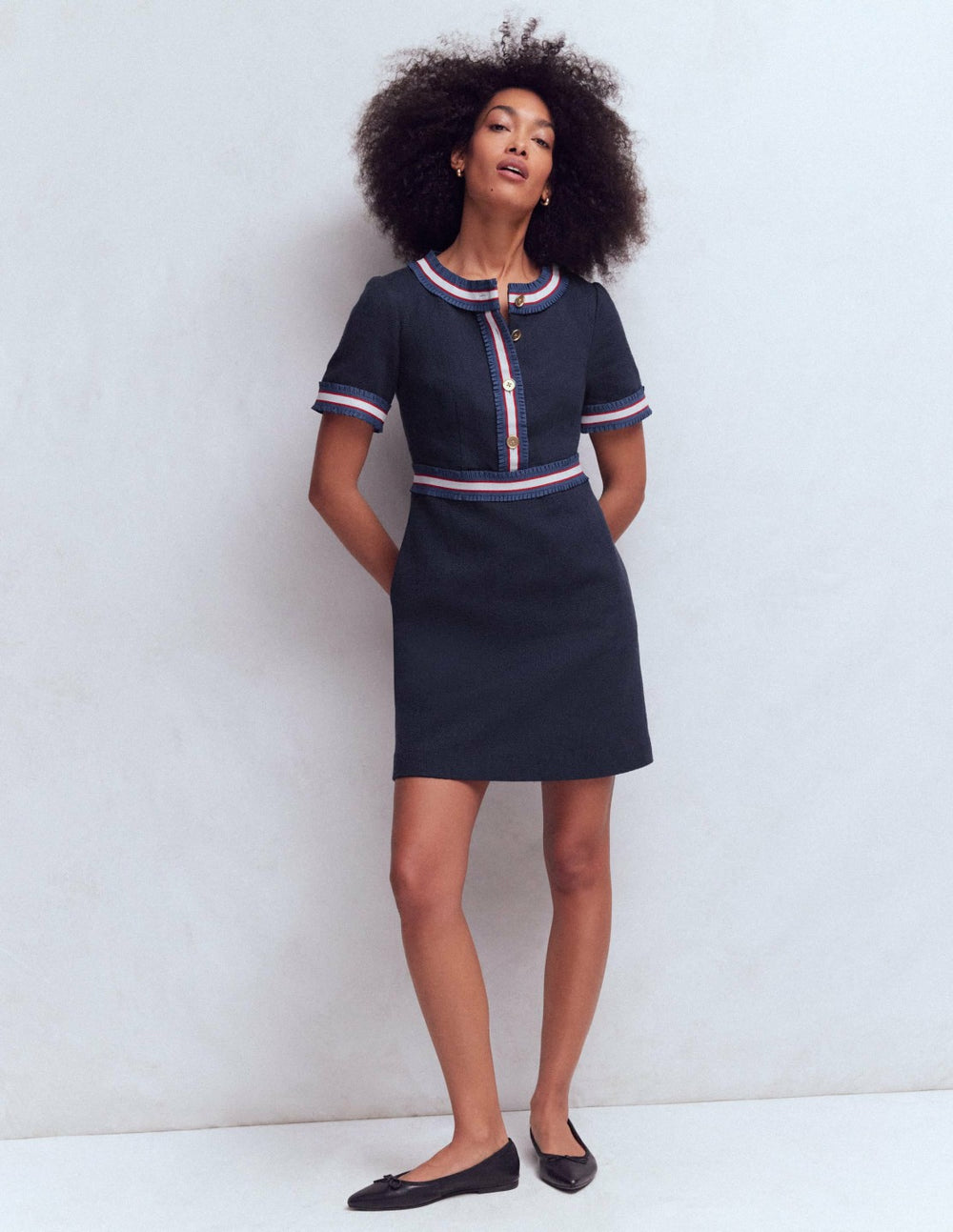 Button Short Dress-Navy / Boden Discount
