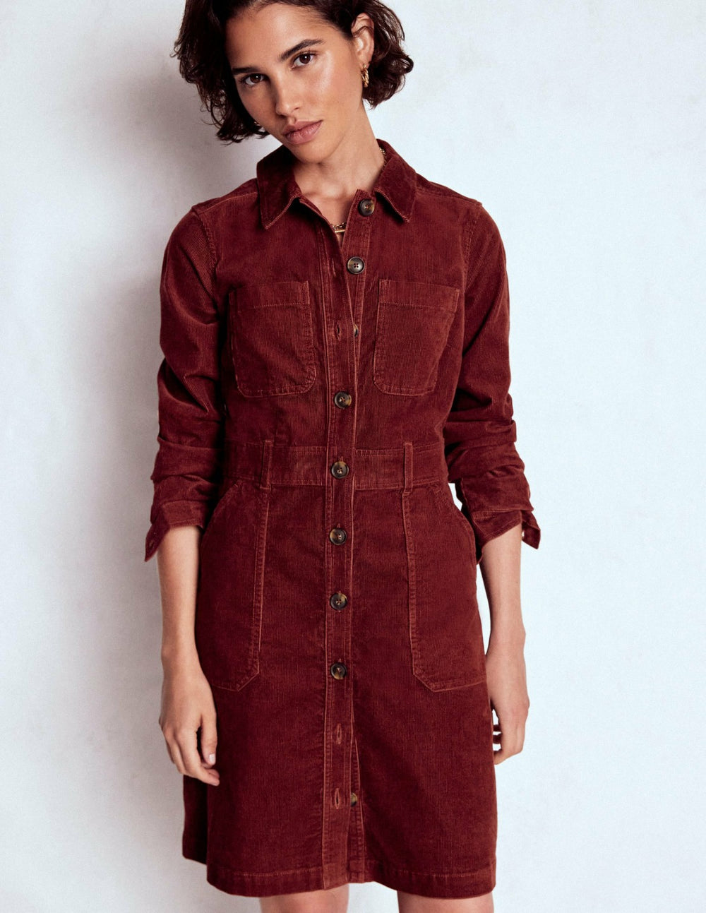 Amanda Cord Short Dress-Chestnut / Boden Online