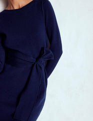 Tiana Tie Front Knitted Dress-Navy / Boden On sale