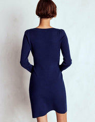 Tiana Tie Front Knitted Dress-Navy / Boden On sale