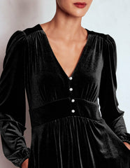 Jocelyn Short Velvet Dress-Black / Boden Online