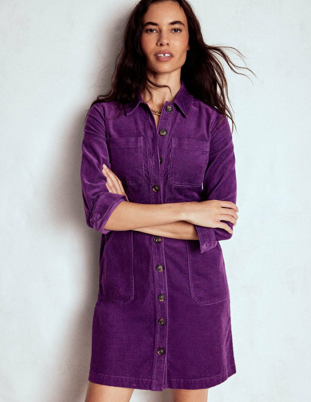 Amanda Cord Short Dress-Viola Purple / Boden Outlet