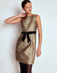 Gold Metallic Shift Dress-Gold Metallic / Boden