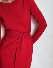 Tiana Tie Front Knitted Dress-Merida Red / Boden us