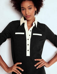 Georgina Ponte Dress-Black & White / Boden Sale