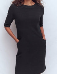 Nessa Ottoman Shift Dress-Black / Boden