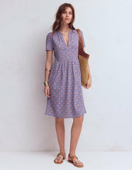 Naomi Short Sleeve Dress-Purple Thistle, Flower Lattice / Boden Online