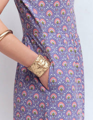 Naomi Short Sleeve Dress-Purple Thistle, Flower Lattice / Boden Online
