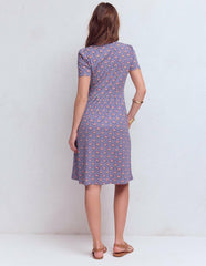 Naomi Short Sleeve Dress-Purple Thistle, Flower Lattice / Boden Online