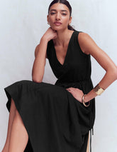 Mia V-neck Jersey Midi Dress-Black / Boden On sale