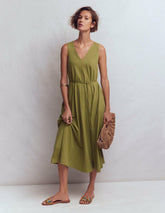 Mia V-neck Jersey Midi Dress-Olive / Boden us