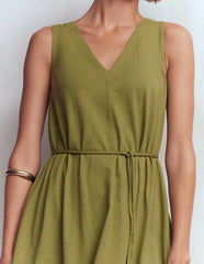 Mia V-neck Jersey Midi Dress-Olive / Boden us