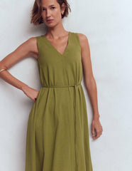 Mia V-neck Jersey Midi Dress-Olive / Boden us