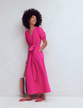 Double Cloth Puff Sleeve Dress-Bright Pink / Boden Outlet
