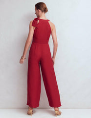 Tie Halter Neck Jumpsuit-Rich Chestnut / Boden Online