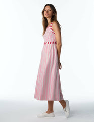Cross-back Linen Blend Dress-Orchid Pink Stripe / Boden Discount
