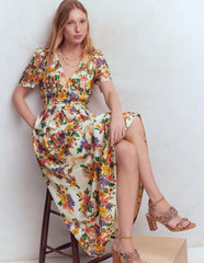 Pleat V-neck Dress-Multi Meadow Flowers / Boden Sale