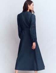 Mae Linen Blend Shirt Dress-Navy / Boden Outlet