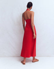 Halter Neck Jersey Maxi Dress-Red / Boden