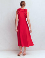 Ruffle Silk Midi Dress-Red / Boden On sale