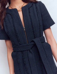 Ruth Zip Texture Dress-Navy / Boden