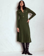Brönte Knitted Rib Shirt Dress-Woodland Green / Boden Online