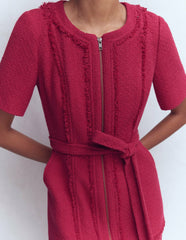 Ruth Zip Texture Dress-Berry / Boden Outlet