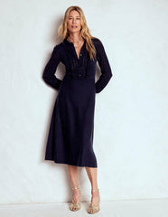 Winifred Frilled Knitted Dress-Navy / Boden Discount