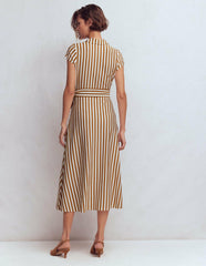 Marcia Jersey Shirt Dress-Cognac and Ivory Stripe / Boden