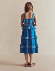 Jersey Embroidered Midi Dress-Kingfisher Blue / Boden Online