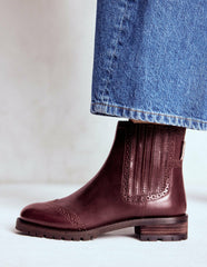 Brogue Detail Chelsea Boots-Oxblood / Boden Online