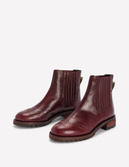 Brogue Detail Chelsea Boots-Oxblood / Boden Online