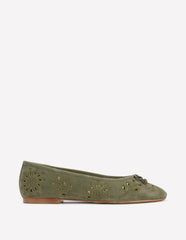 Cut Out Ballet Flats-Deep Olive / Boden Online