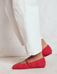 Crochet Mary Jane Flats-Post box Red / Boden Outlet