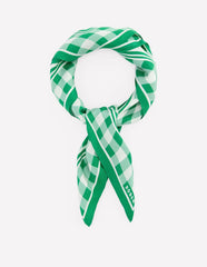 Elisabeth Silk Square Scarf-Green Gingham / Boden On sale