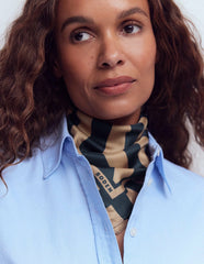 Elisabeth Silk Square Scarf-Navy and Camel Stripe / Boden