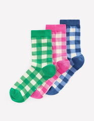 Gingham 3 Pack Socks-Gingham 3 Pack / Boden Sale