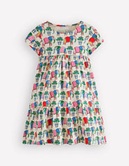 Ariel Twirly Jersey Dress-Multi Elephant Woodblock / Boden Outlet